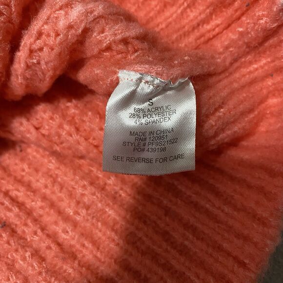 HIPPIE ROSE Sweater Cropped Oversized Chunky Knit High Neck Cozy Womens S Peach - Picture 6 of 7